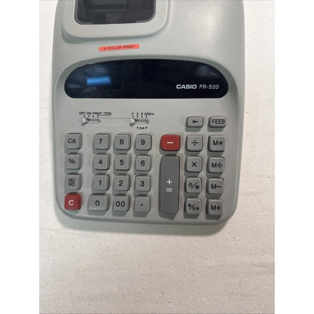 Casio FR-520 Printing Calculator Desktop 12‎ Digit Large Display Tested Works